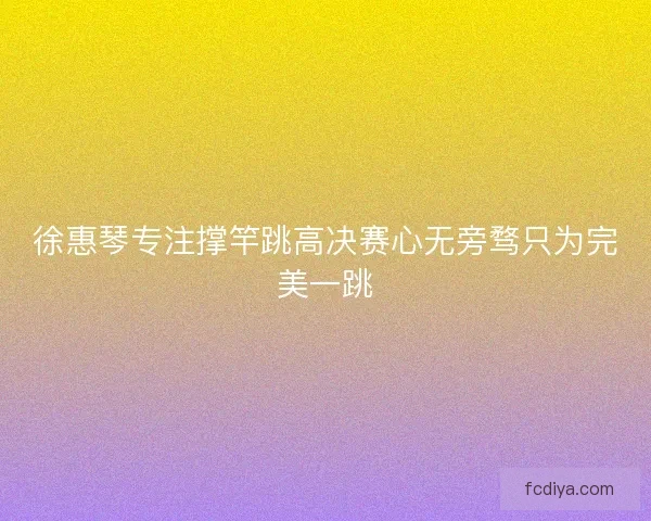 徐惠琴专注撑竿跳高决赛心无旁骛只为完美一跳
