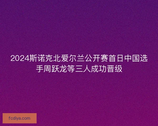2024斯诺克北爱尔兰公开赛首日中国选手周跃龙等三人成功晋级