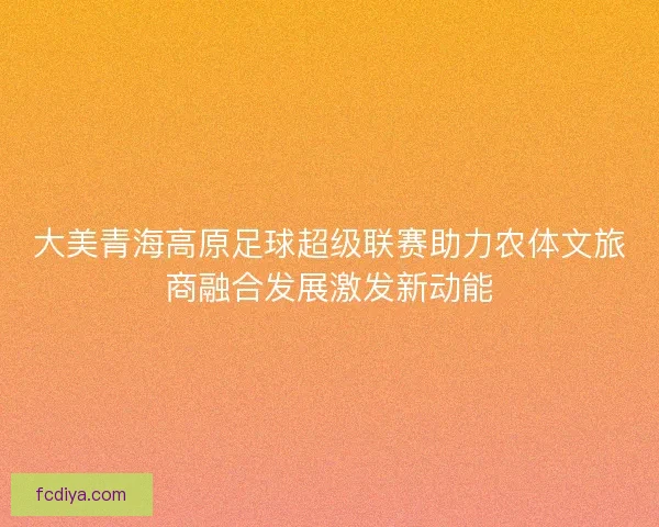 大美青海高原足球超级联赛助力农体文旅商融合发展激发新动能 大美青海高原足球超级联赛助力农体文旅商融合发展激发新动能