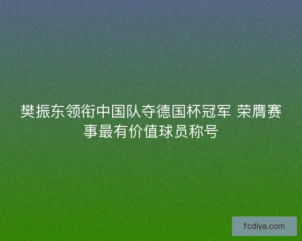 樊振东领衔中国队夺德国杯冠军 荣膺赛事最有价值球员称号